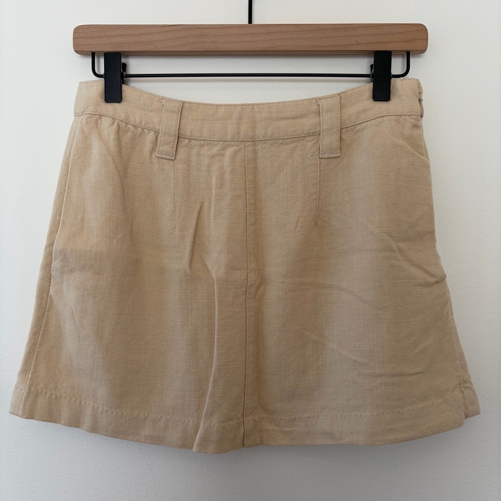 Free People Can't Blame Me Linen Mini Skirt in Bleached Sand
